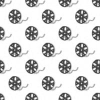 Cinema tape and film reel vintage seamless pattern, handdrawn sketch, retro movie and film industry, vector illustration