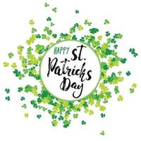 Feliz día de San Patricio, tarjeta de felicitación vintage, letras a mano, vacaciones irlandesas con textura grunge diseño retro ilustración vectorial vector