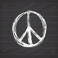 Peace symbol, hand drawn grunge Hippie or pacifist sign, vector illustration isolated on white background