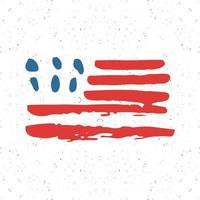 Grunge hand drawn USA flag, American abstract textured badge, typography design vector illustration