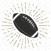fútbol, etiqueta vintage de pelota de rugby, boceto dibujado a mano, insignia retro con textura grunge, estampado de camiseta de diseño de tipografía, ilustración vectorial