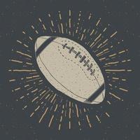 fútbol, etiqueta vintage de pelota de rugby, boceto dibujado a mano, insignia retro con textura grunge, estampado de camiseta de diseño de tipografía, ilustración vectorial