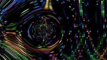 Partikel Ball Tanz Rhythmus abstrakte Punktlicht Regenbogen buntes Glühen Energie schnelles Blinken Textur Hintergrund video