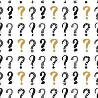 Questions marks seamless pattern. Hand drawn sketched doodle signs, grunge textured retro background. Vintage typography design print, vector illustration