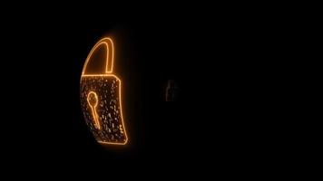 Globale Sicherheit digitales Schloss rotes Social-Media-Symbol Particle Explosive Goldwährung Luxussymbol Bewegungstechnologie Big-Data-Konzept Backup zum Schutz von Malware und Geld sparen video