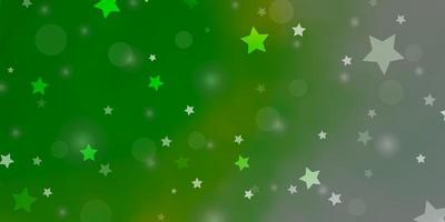 Fondo de vector verde claro con círculos estrellas