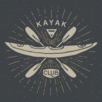 Kayak club vintage label, Hand drawn sketch, grunge textured retro badge, typography design t-shirt print, vector illustration