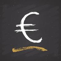 Euro sign icon brush lettering, Grunge calligraphic symbols, vector illustration isolated on white background