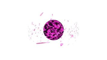 Million pink sakura leaves flying around luxury granite ball stone video