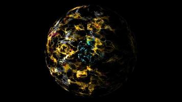 abstrato aqua core visualização tecnologia de onda digital ouro esfera de energia superfície e forma de onda água fora video