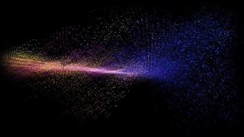 dimensão da forma de onda da bola do arco-íris abstrato futurista com milhões de partículas, tecnologia de onda de visualização colorida digital