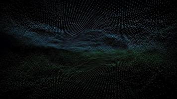 Oscilación de bola de dimensión de forma de onda verde borrosa abstracta futurista, superficie digital de tecnología de onda de visualización