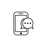 icono de vector de notificaciones de mensaje de chat de teléfono móvil estilo de contorno de línea aislada, pictograma de discursos de burbujas de chat de teléfono inteligente, concepto de conversación en línea, hablar mensajes, conversación, símbolo de diálogo