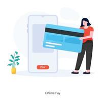 Online Pay with card vector