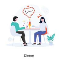 Date Dinner  with love, vector