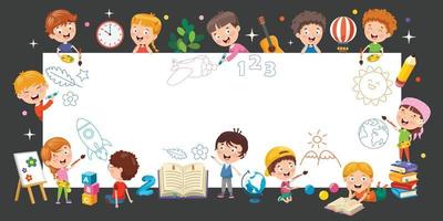 Cartoon Kids With A Frame With Copy Space vector