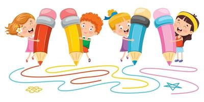 Concept Banner With Happy Kids vector