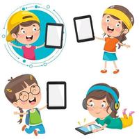 Little Children Using Technology Devices vector