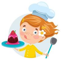 Happy Cute Little Chef Cooking vector