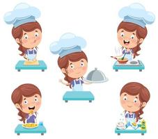 Happy Cute Little Chef Cooking vector