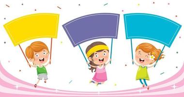 Little Kid  Holding Colorful Placard vector