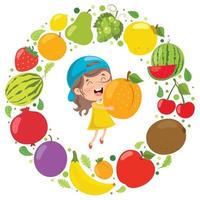 frutas frescas para una alimentación saludable vector