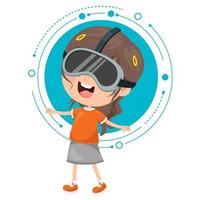 Little Happy Kid Using Technology vector