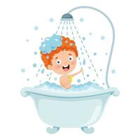 Funny Little Kid Having Bath vector