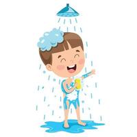 Funny Little Kid Having Bath vector