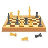Chess Game Board And Pieces vector