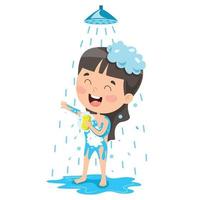 Funny Little Kid Having Bath vector