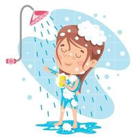 Funny Little Kid Having Bath vector