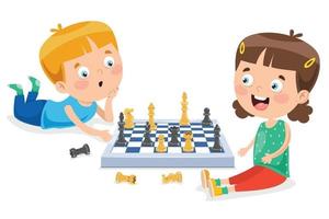 Cartoon Character Playing Chess Game vector