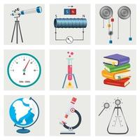 conjunto de equipos de física y química. vector