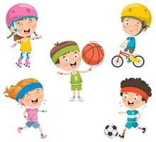 Happy Little Children Making Sport vector