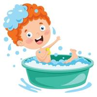 Funny Little Kid Having Bath vector