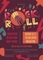 Rock and roll party vector poster template