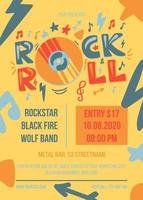 plantilla de cartel de vector de fiesta de rock and roll