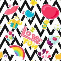 Love stickers seamless vector pattern