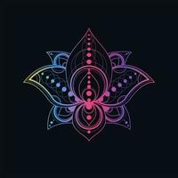 Lotus flower with geometric pattern vector linear illustration