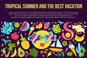 Summer vacation flat banner template vector