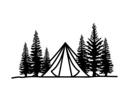 cute tent silhouette vector