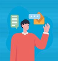 man and messages vector