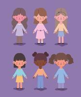 little girls icons vector