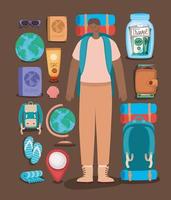 man backpacker icon vector