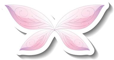 A sticker template with pink butterfly in fairytale style vector