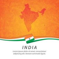 bandera india con mapa vector