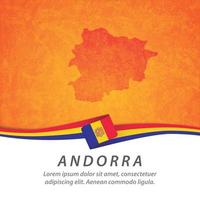 Andorra flag with map vector