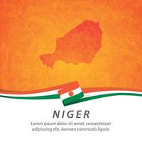 bandera de niger con mapa vector