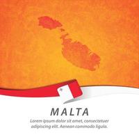 Malta flag with map vector